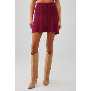 For Love & Lemons Magenta Cable Knit Layton Mini Skirt S